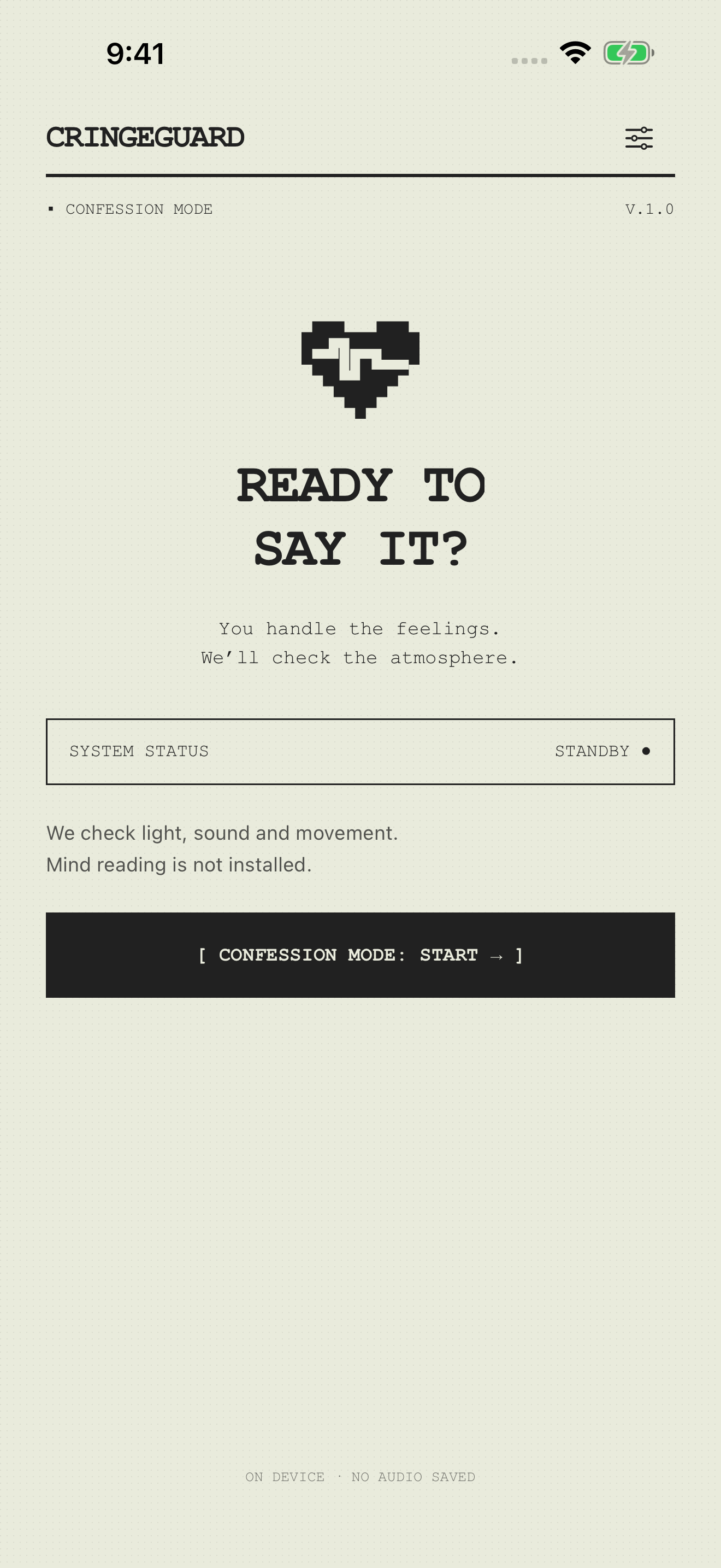 Actual app screen · English
